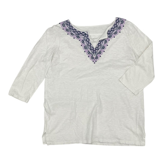 Top 3/4 Sleeve By Talbots In White, Size:Mp