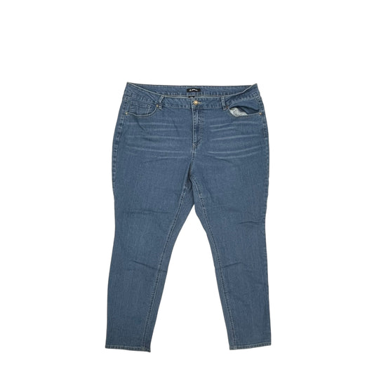 Jeans Skinny By D Jeans In Blue Denim, Size:22W