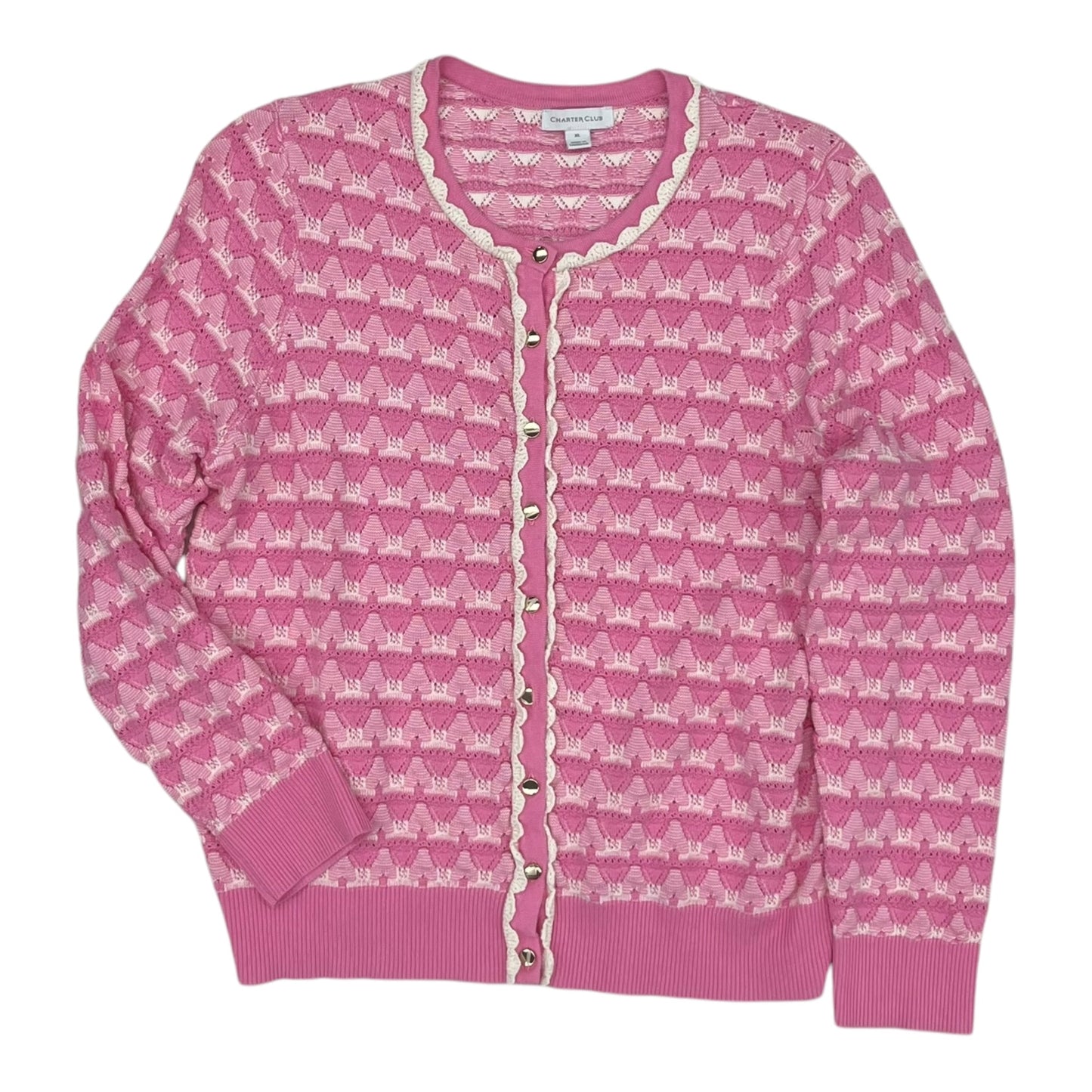 Cardigan By Charter Club In Pink, Size:Xl