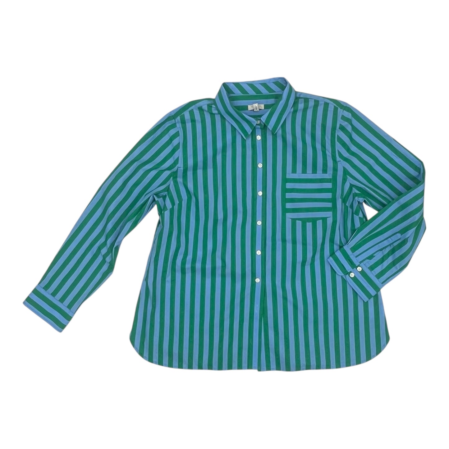 Blouse Ls By Talbots In Striped Pattern, Size:Xlp