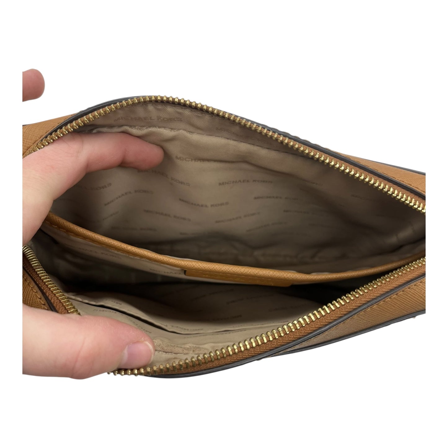 Crossbody Designer By Michael Kors In Brown, Size:Medium