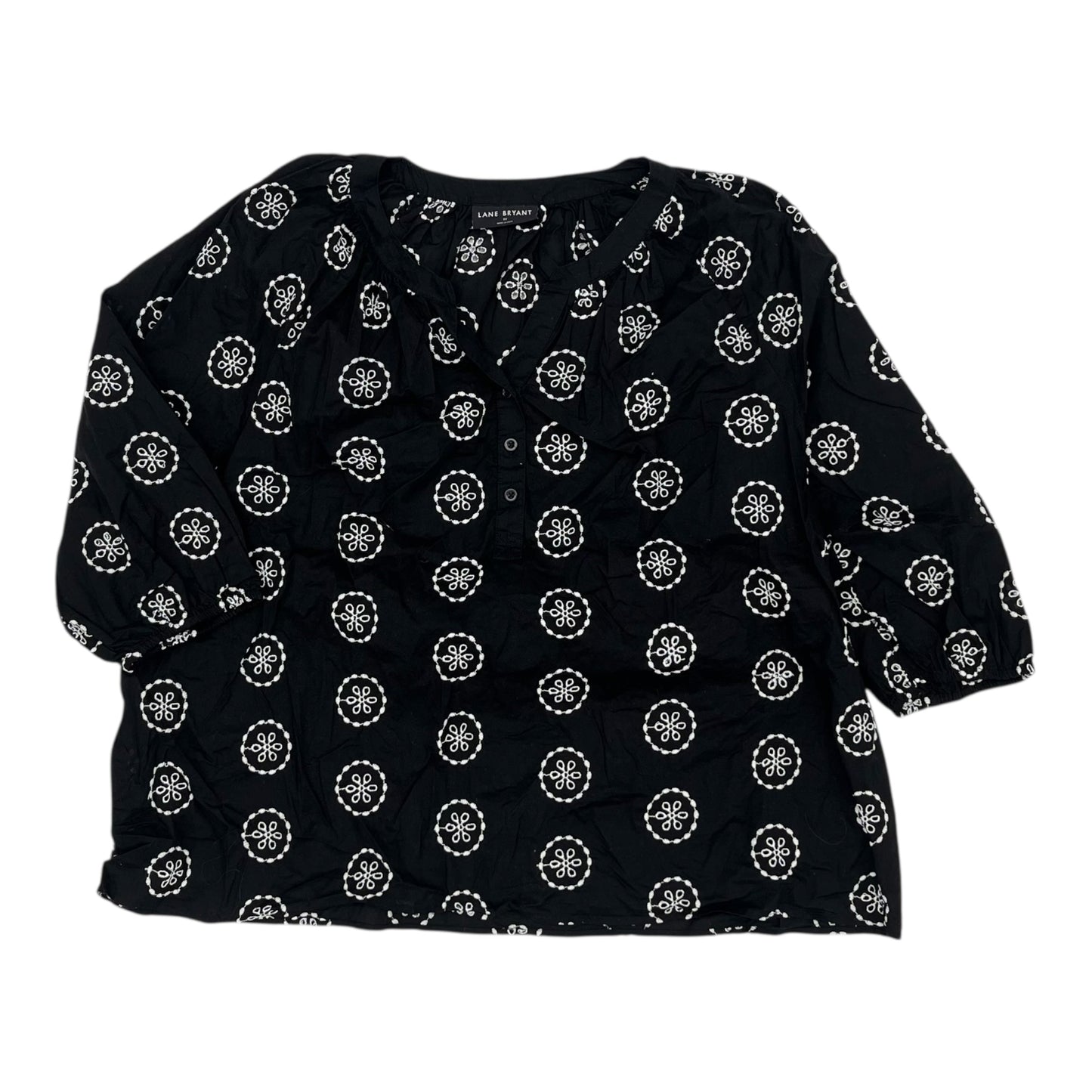 Blouse 3/4 Sleeve By Clothes Mentor In Black, Size:3X