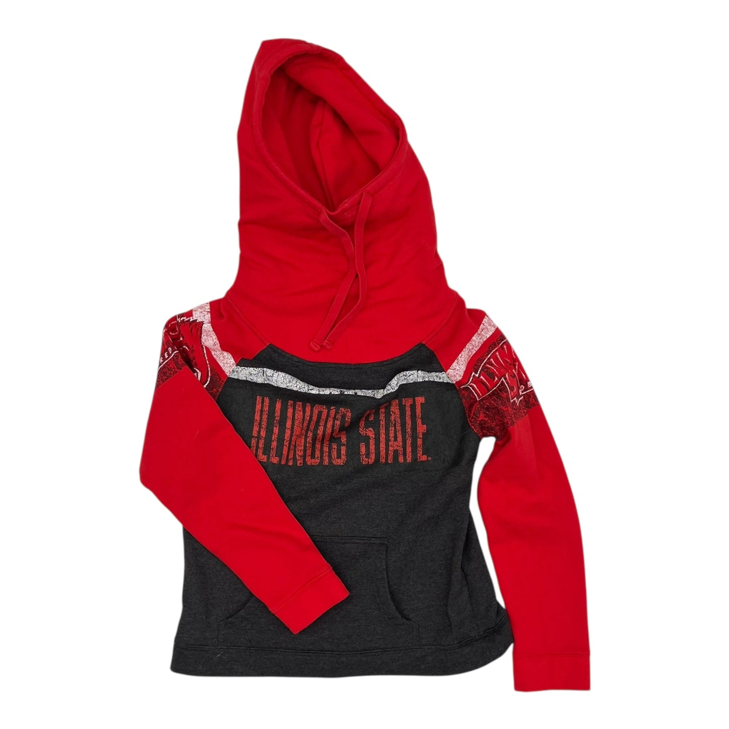 Sweatshirt Hoodie By Clothes Mentor In Grey & Red, Size:M