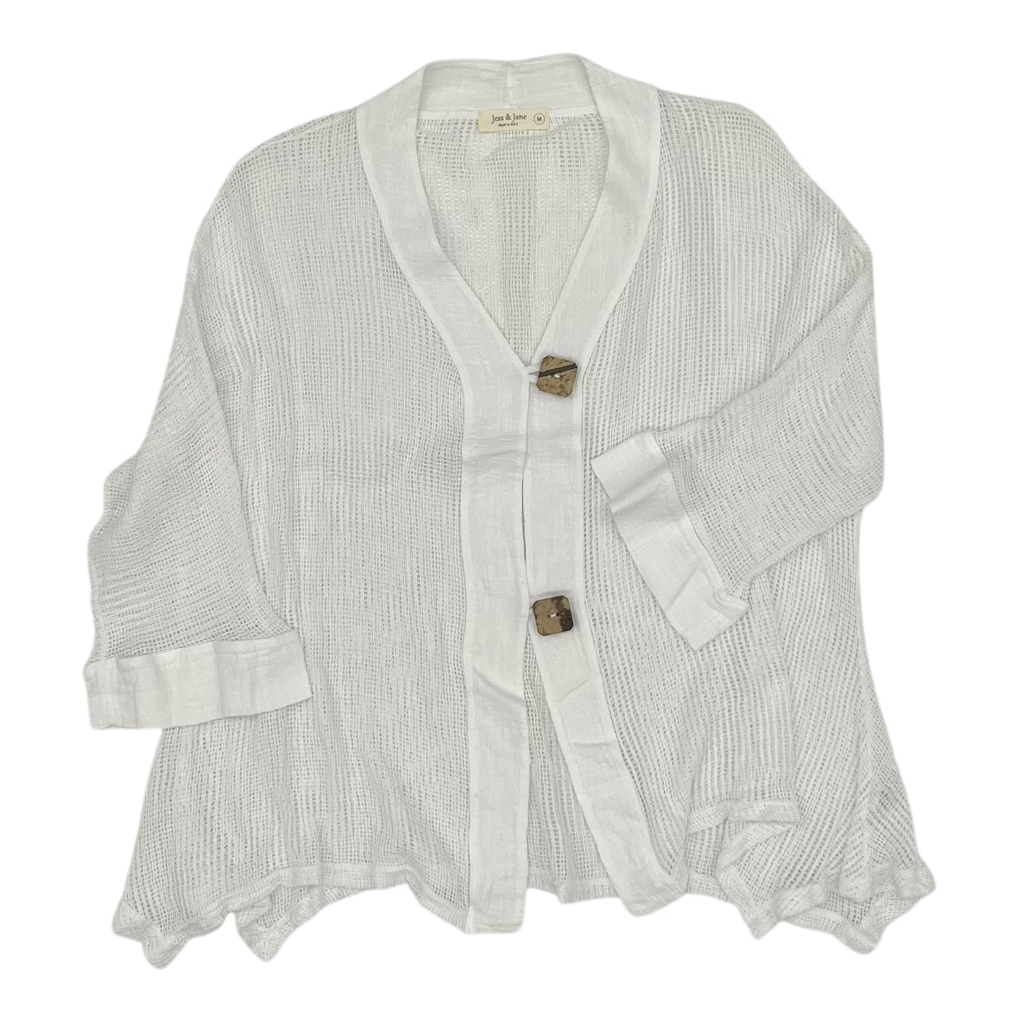 Cardigan By Jess And Jane In White, Size:M