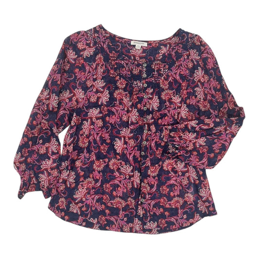 Blouse Ls By Beachlunchlounge In Blue & Red, Size:S