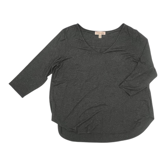 Top 3/4 Sleeve By Philosophy In Grey, Size:1X