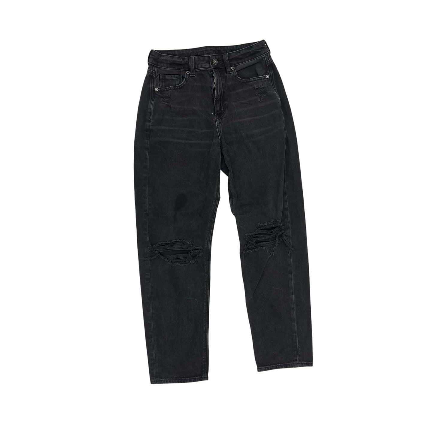 Jeans Straight By American Eagle In Black Denim, Size:4