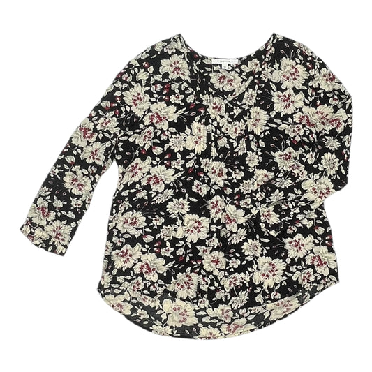 Blouse 3/4 Sleeve By Fun 2 Fun In Black & Cream, Size:L