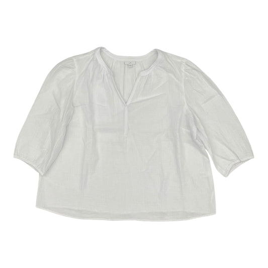 Blouse 3/4 Sleeve By J. Jill In White, Size:2X