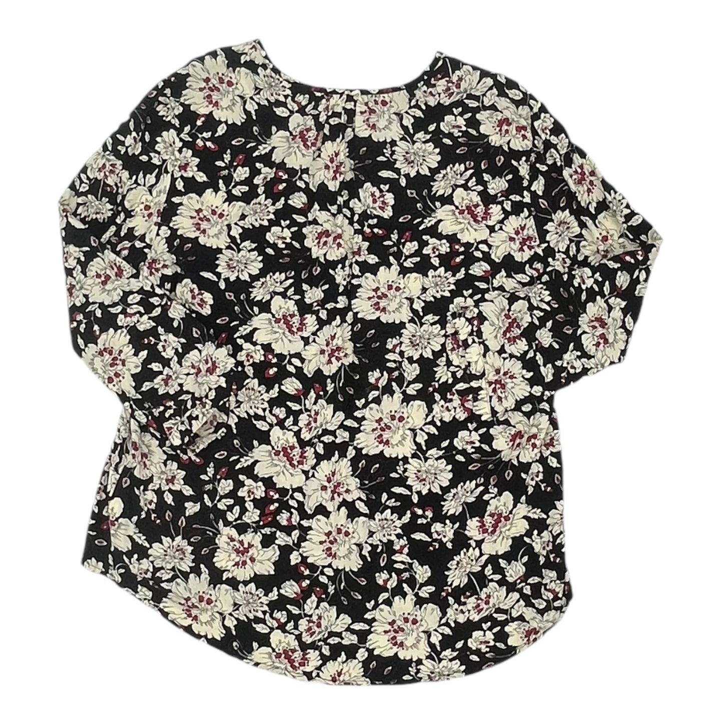 Blouse 3/4 Sleeve By Fun 2 Fun In Black & Cream, Size:L