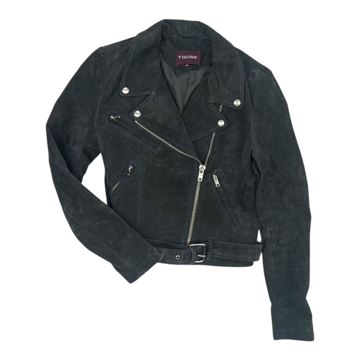 Jacket Moto By Vigoss In Grey, Size:M