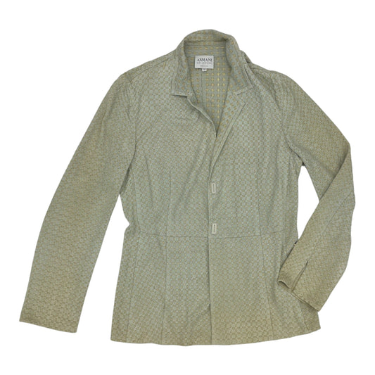 Jacket Leather By Armani Collezoni In Green, Size:S