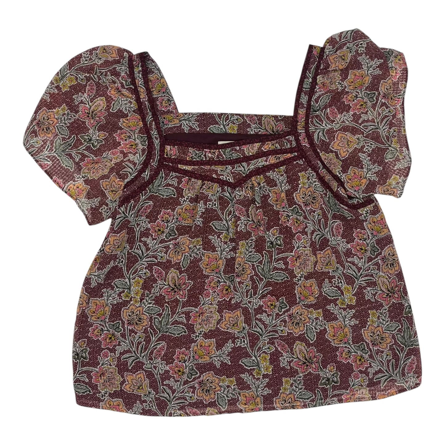 Blouse Ss By Loft In Red, Size:L