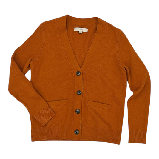 Sweater Cardigan By Loft In Orange, Size:S