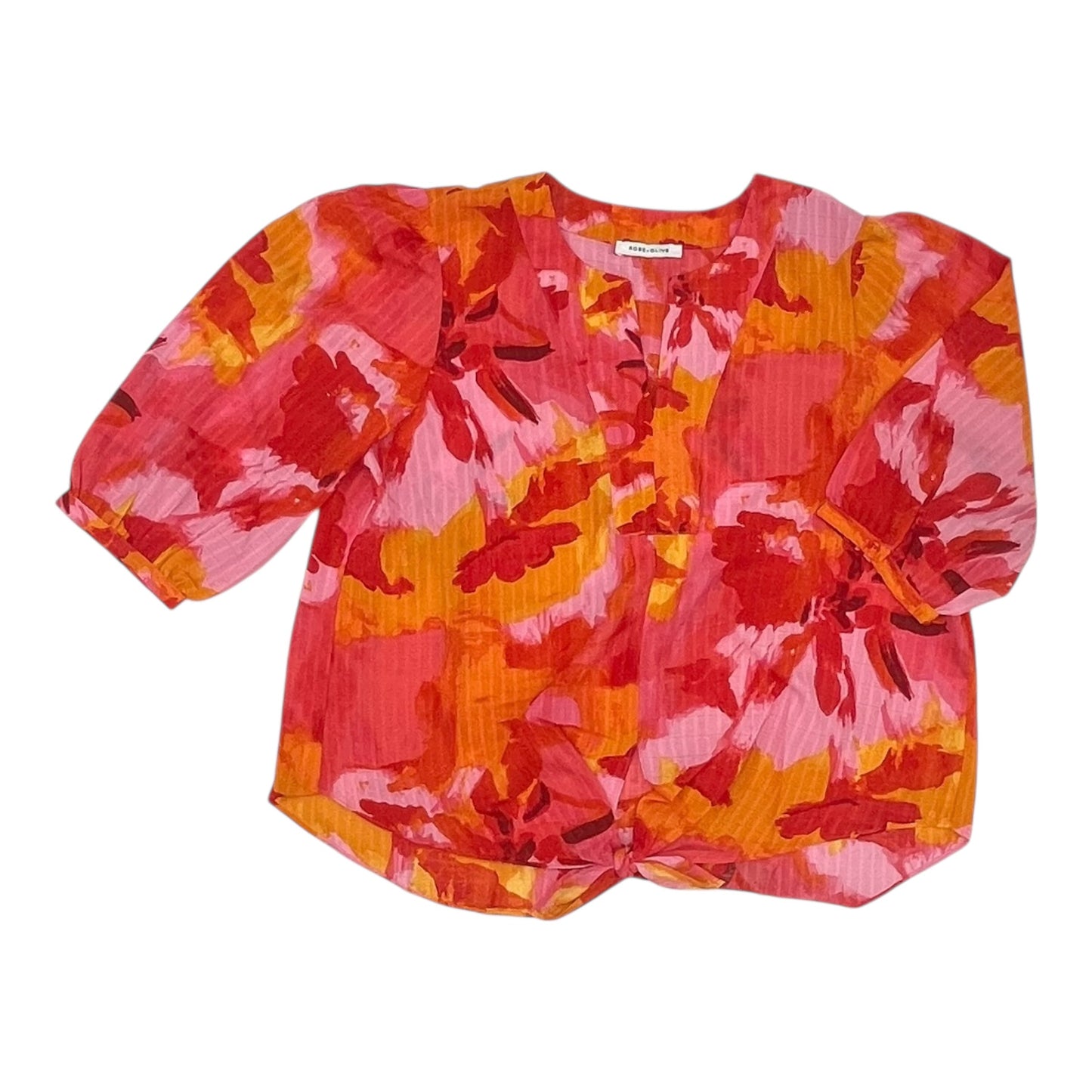 Blouse 3/4 Sleeve By Rose And Olive In Orange & Pink, Size:Xl