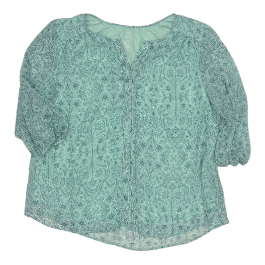 Top 3/4 Sleeve By St Johns Bay In Aqua, Size:1X