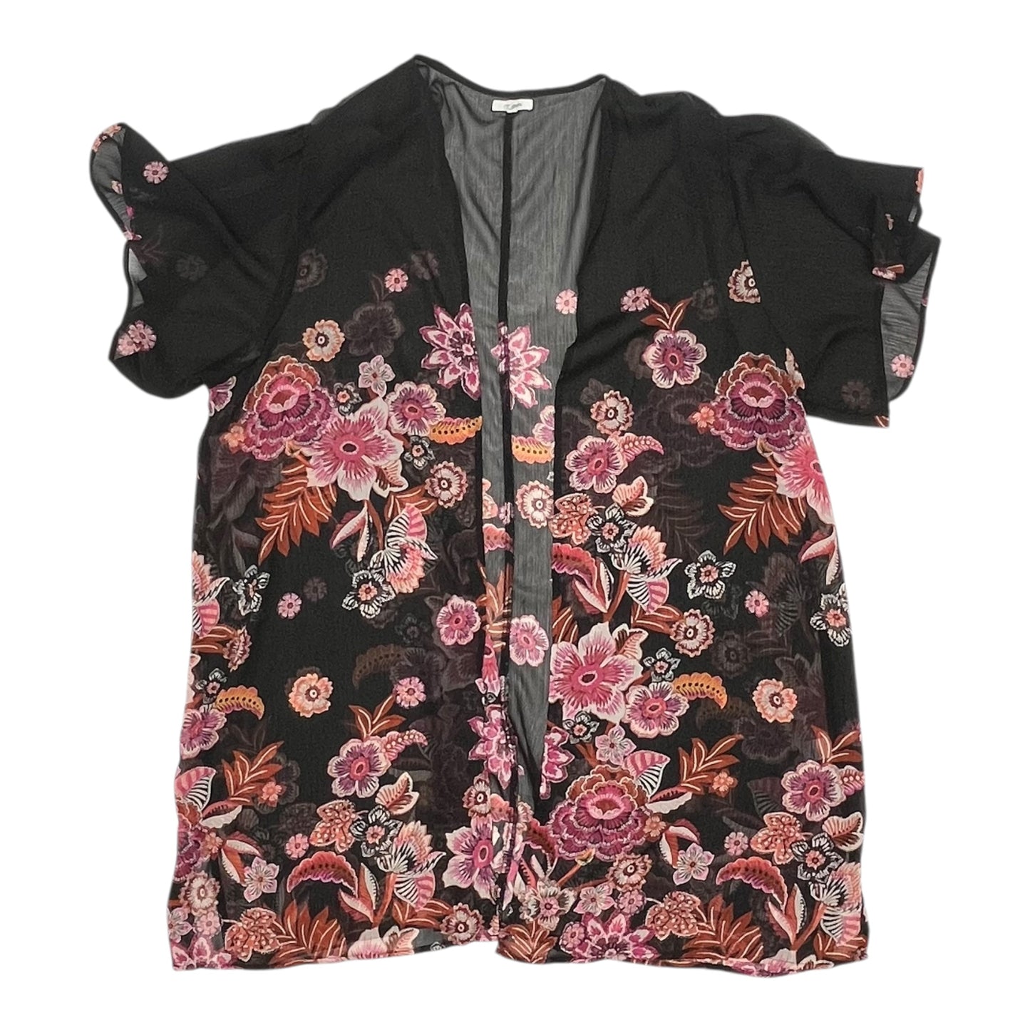Kimono By Maurices In Black & Pink, Size:2X