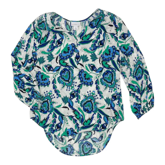 Blouse 3/4 Sleeve By Liz Claiborne In Blue & Green, Size:M