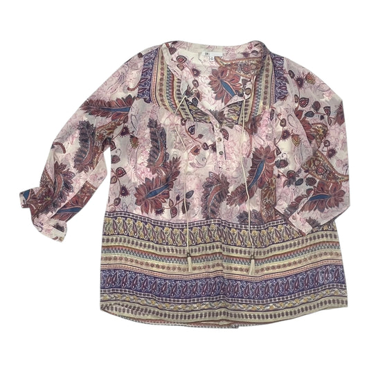 Blouse Ls By Dr2 In Paisley Print, Size:1X