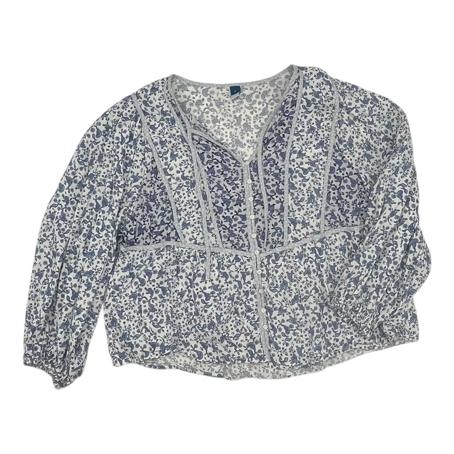 Blouse Ls By Old Navy In Blue & White, Size:Xl