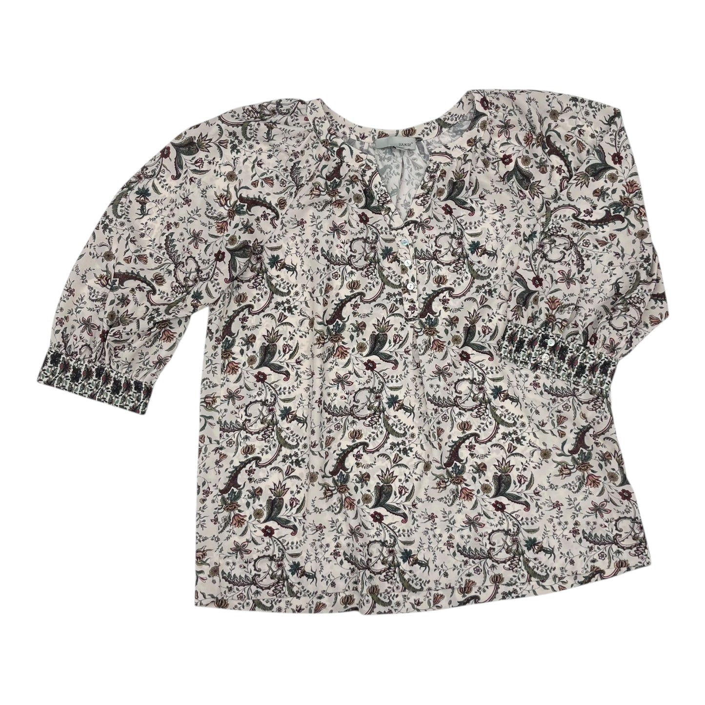 Blouse Ls By Clothes Mentor In Floral Print, Size:Xl
