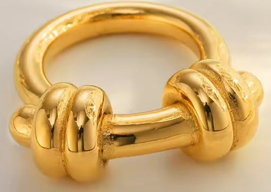 NEW!l 18K Gold Plated Stainless Steel Rings Chunky Geometric Waterproof Gold Ring