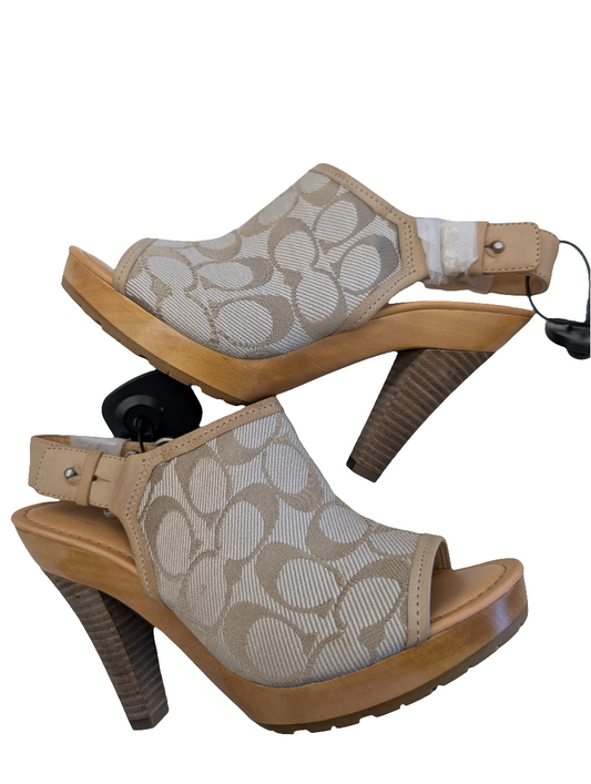 Shoes Heels Block By Coach In Tan, Size: 7.5