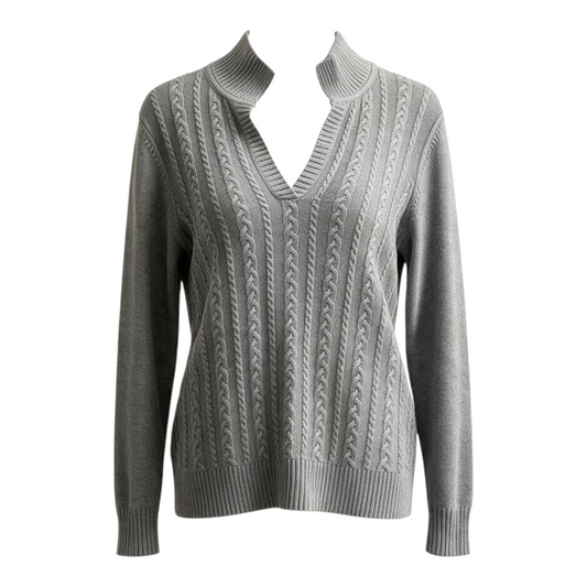 Sweater By Talbots In Grey, Size: 1x