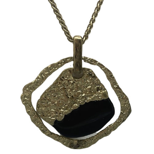 Large Black and Gold Pendant Necklace by Chicos