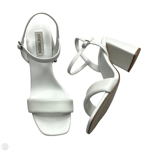 Sandals Heels Block By Steve Madden In White, Size: 9