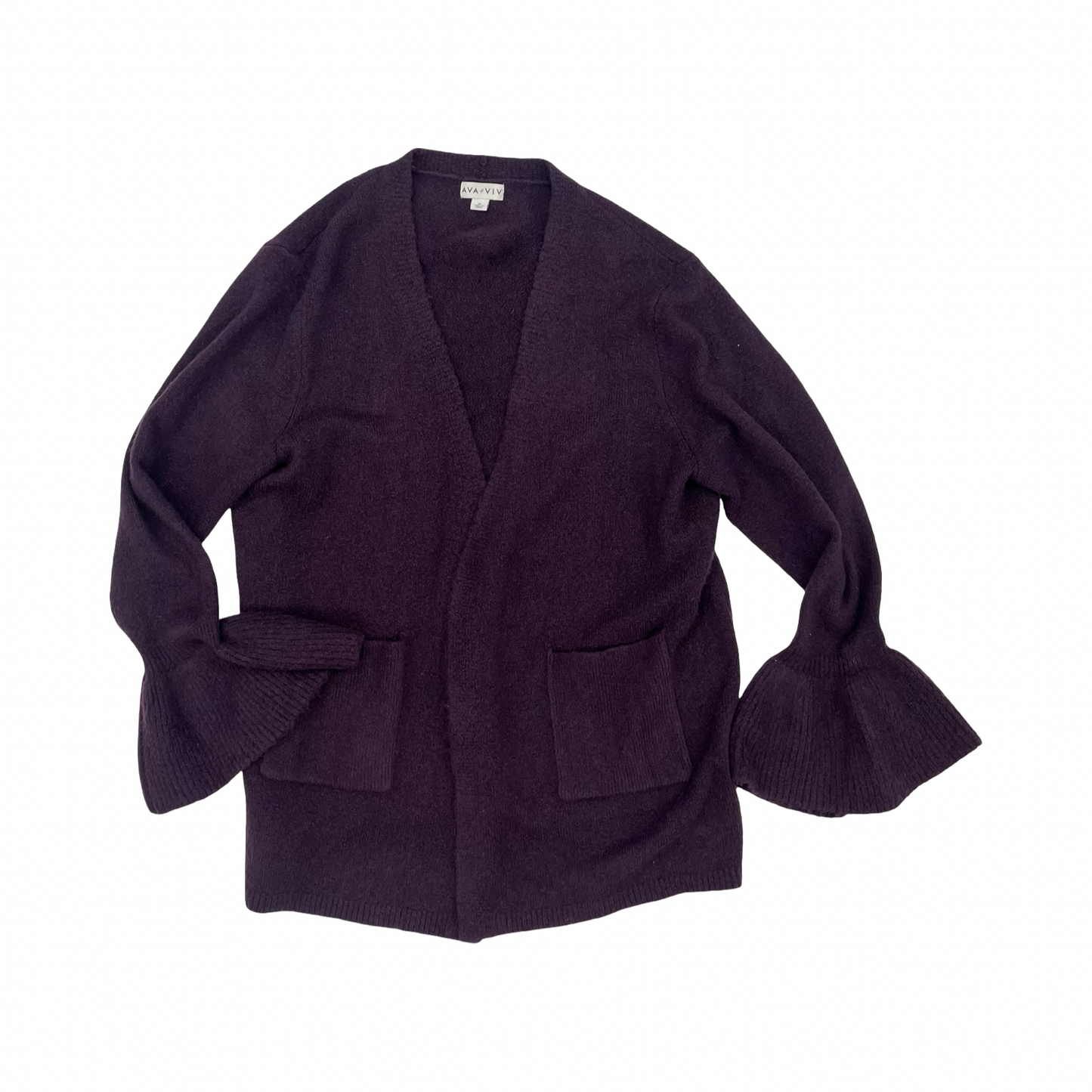 Sweater Cardigan By Ava & Viv In Purple, Size:2X