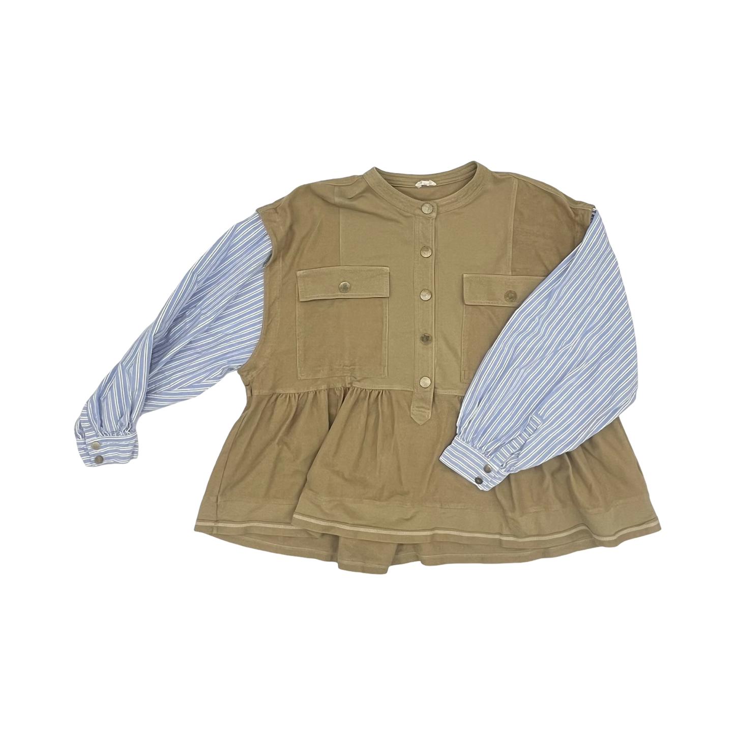 Top Ls By Pilcro In Blue & Tan, Size:Xl