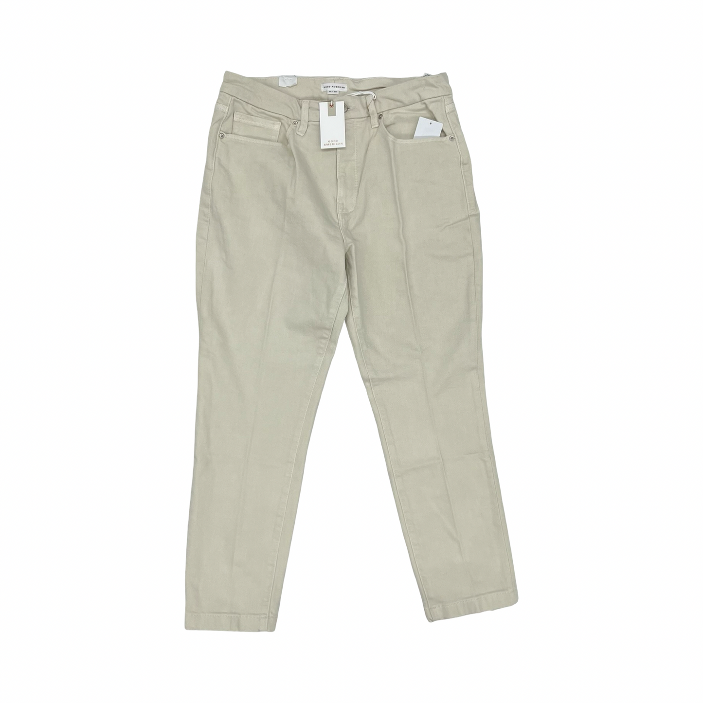 Jeans Straight By Good American In Cream Denim, Size:14