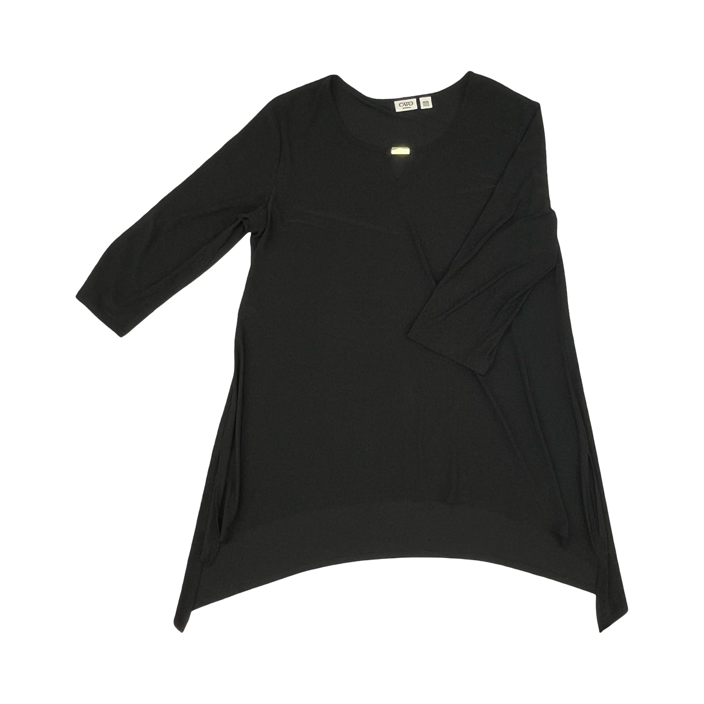 Tunic 3/4 Sleeve By Cato In Black, Size:1X