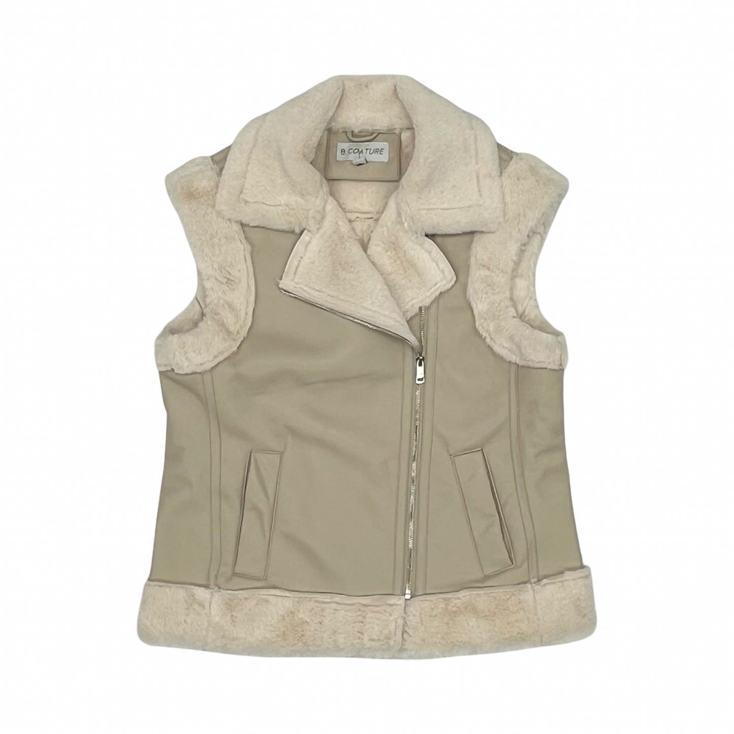 Vest Faux Fur & Sherpa By Clothes Mentor In Tan, Size:S