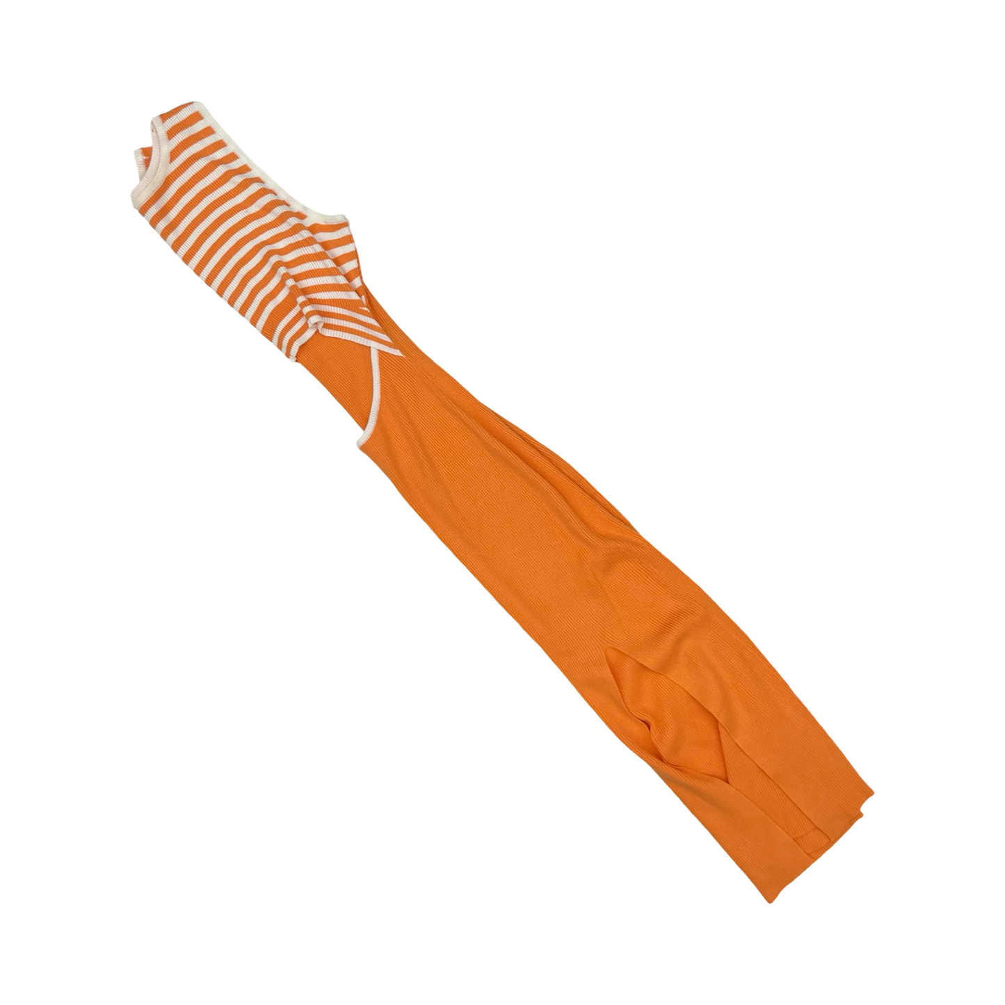 Dress Casual Midi By Cmf In Orange & White, Size:L