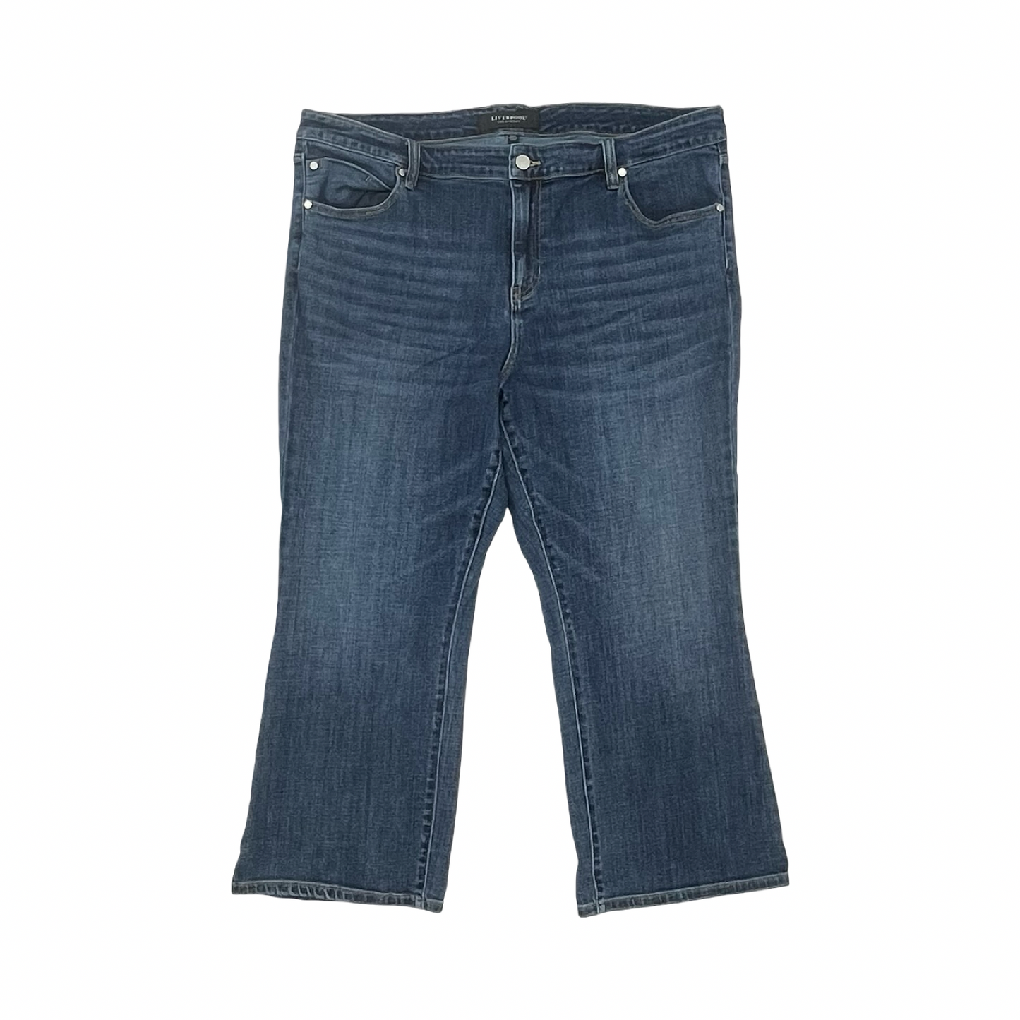 Jeans Wide Leg By Liverpool In Blue Denim, Size:20