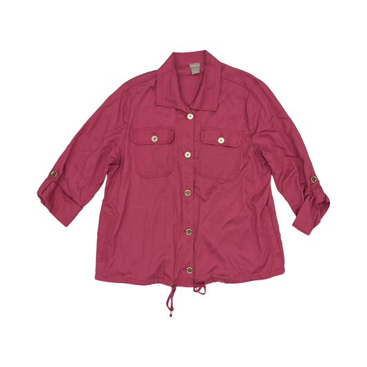 Jacket Shirt By Chicos In Pink, Size:L