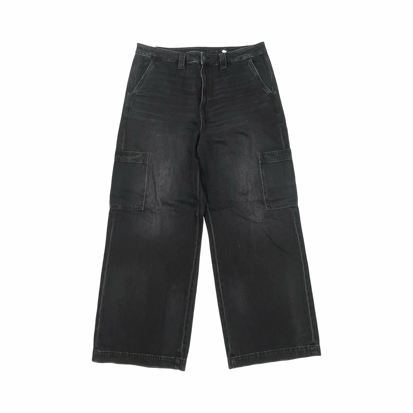 Jeans Wide Leg By American Eagle In Black Denim, Size:16