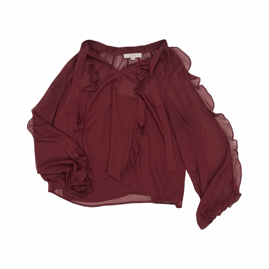 Blouse Ls By Loft In Red, Size:Xl