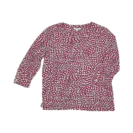 Top 3/4 Sleeve By Chicos In Pink & White, Size:L