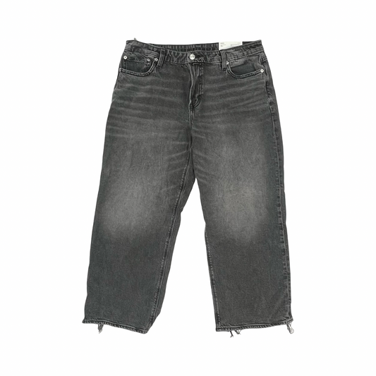 Jeans Wide Leg By American Eagle In Black Denim, Size:14