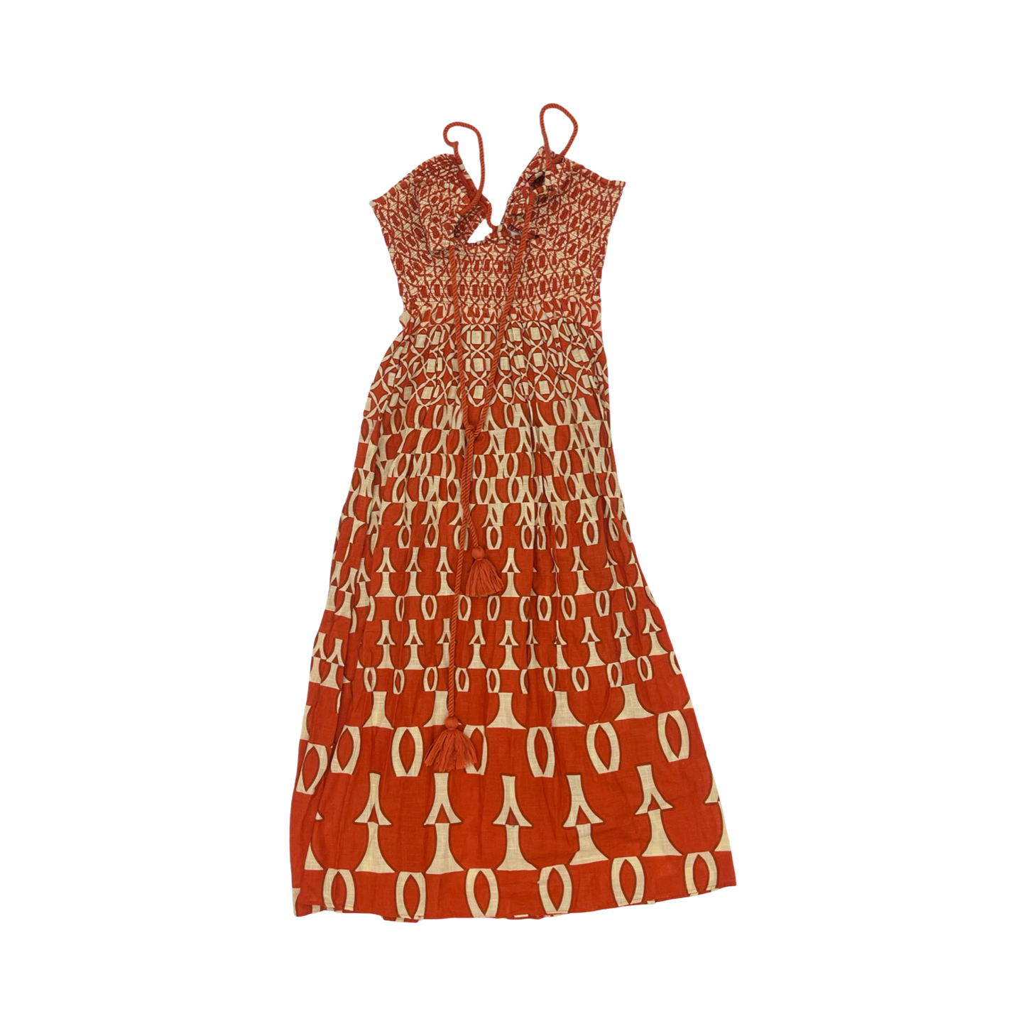 Dress Party Midi By Anthropologie In Cream & Orange, Size:Xs
