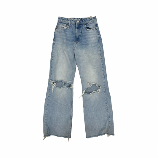 Jeans Straight By Zara In Blue Denim, Size:4