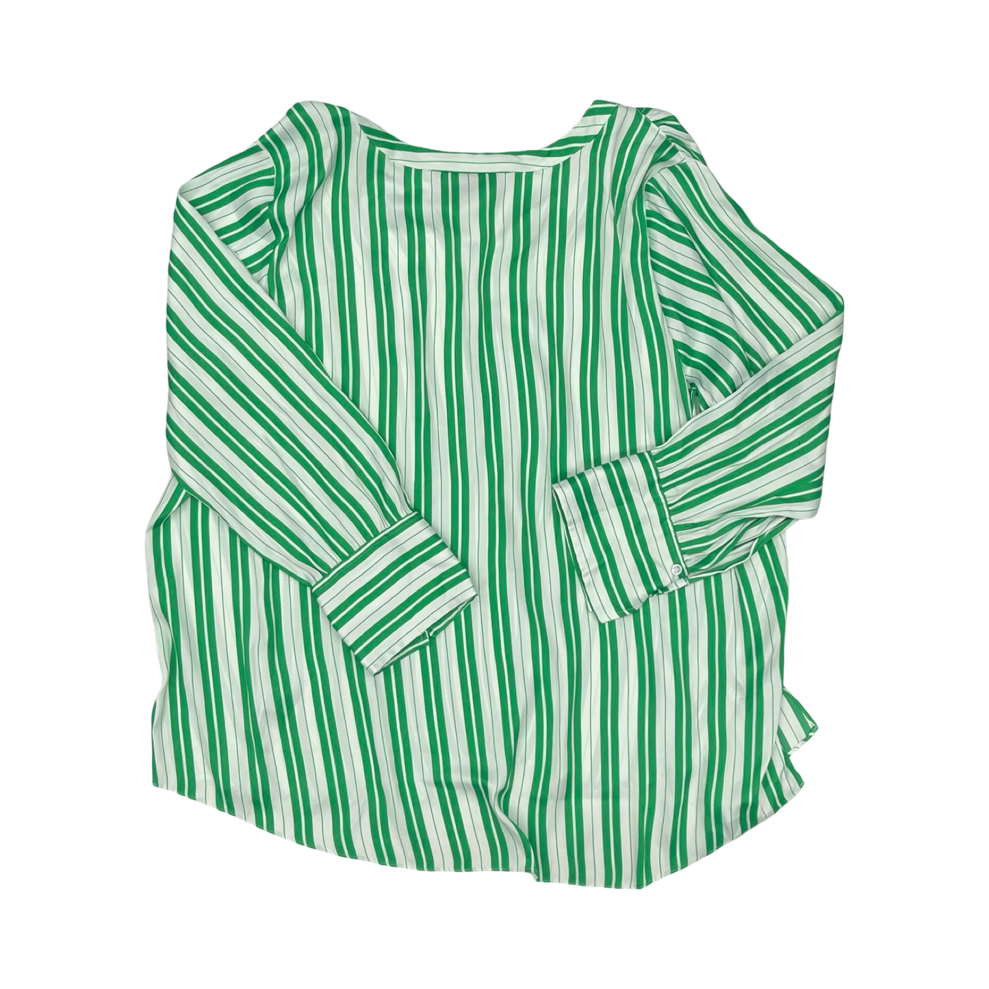 Blouse Ls By Lane Bryant In Green & White, Size:3X