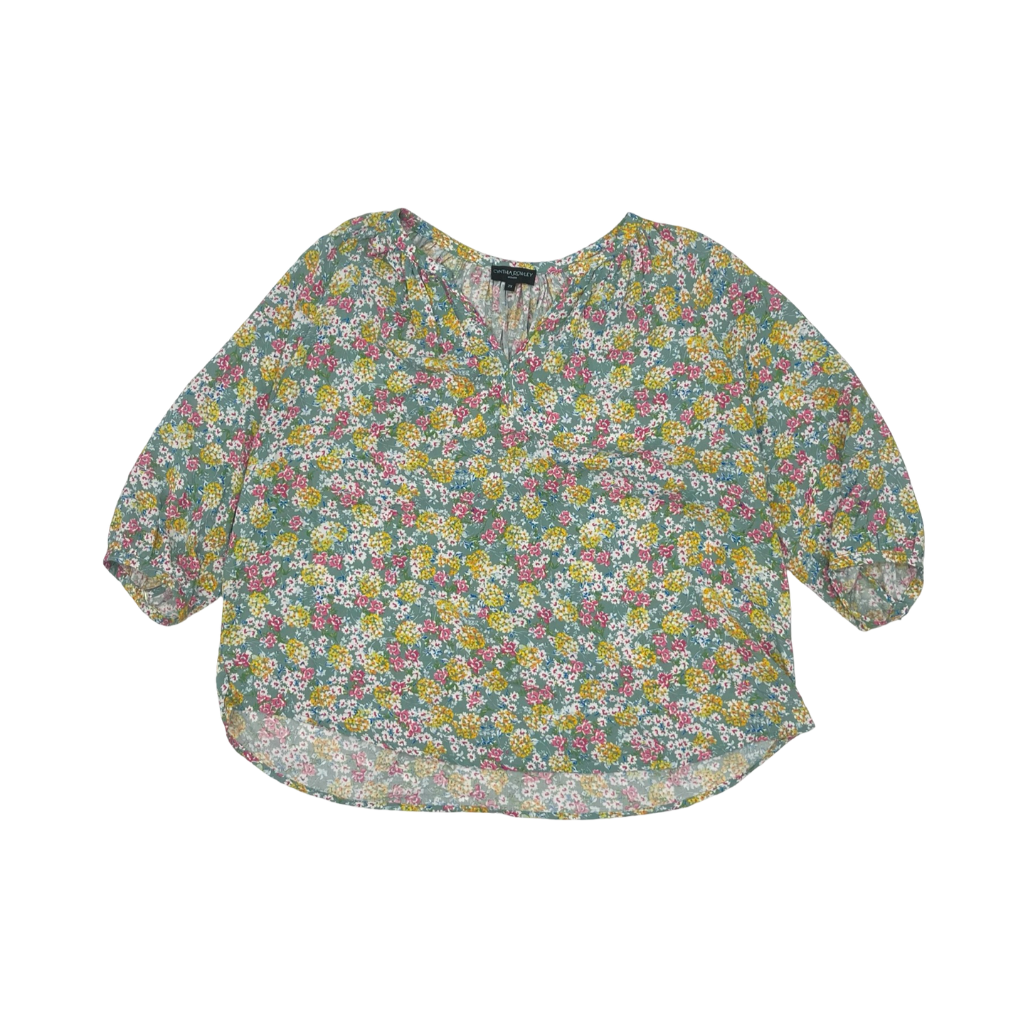 Blouse 3/4 Sleeve By Cynthia Rowley In Floral Print, Size:2X