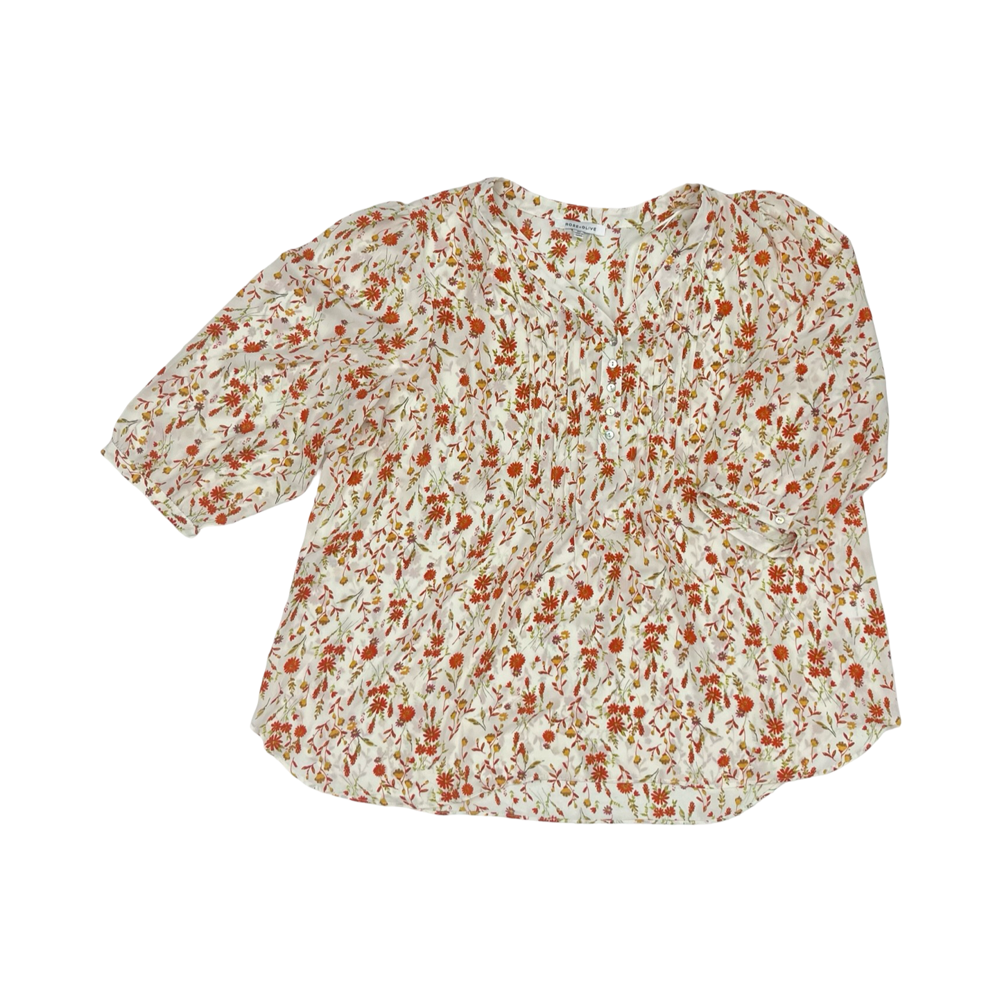 Blouse 3/4 Sleeve By Rose And Olive In Floral Print, Size:2X