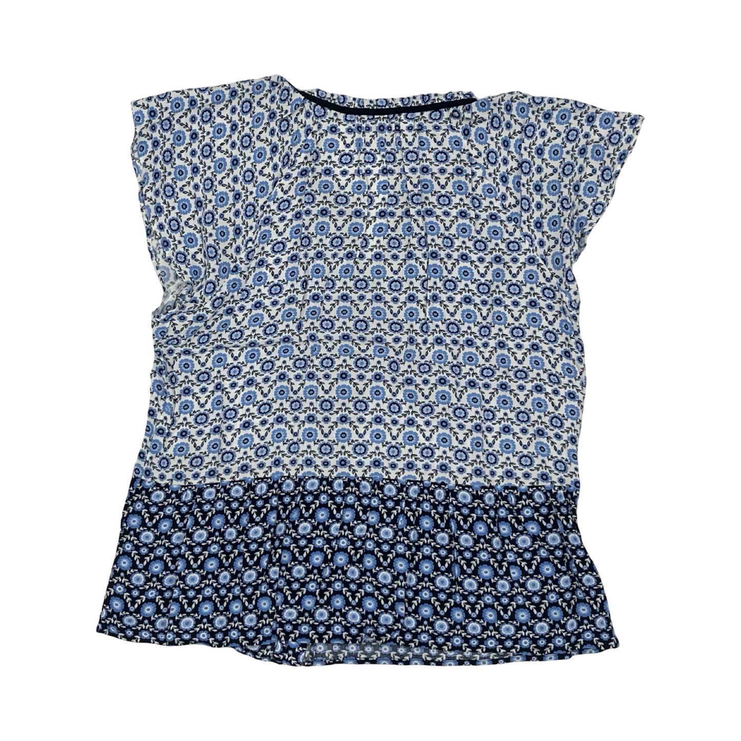 Blouse Ss By Loft In Blue & White, Size:L