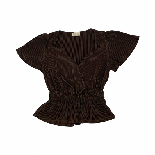 Blouse Ss By Clothes Mentor In Brown, Size:L