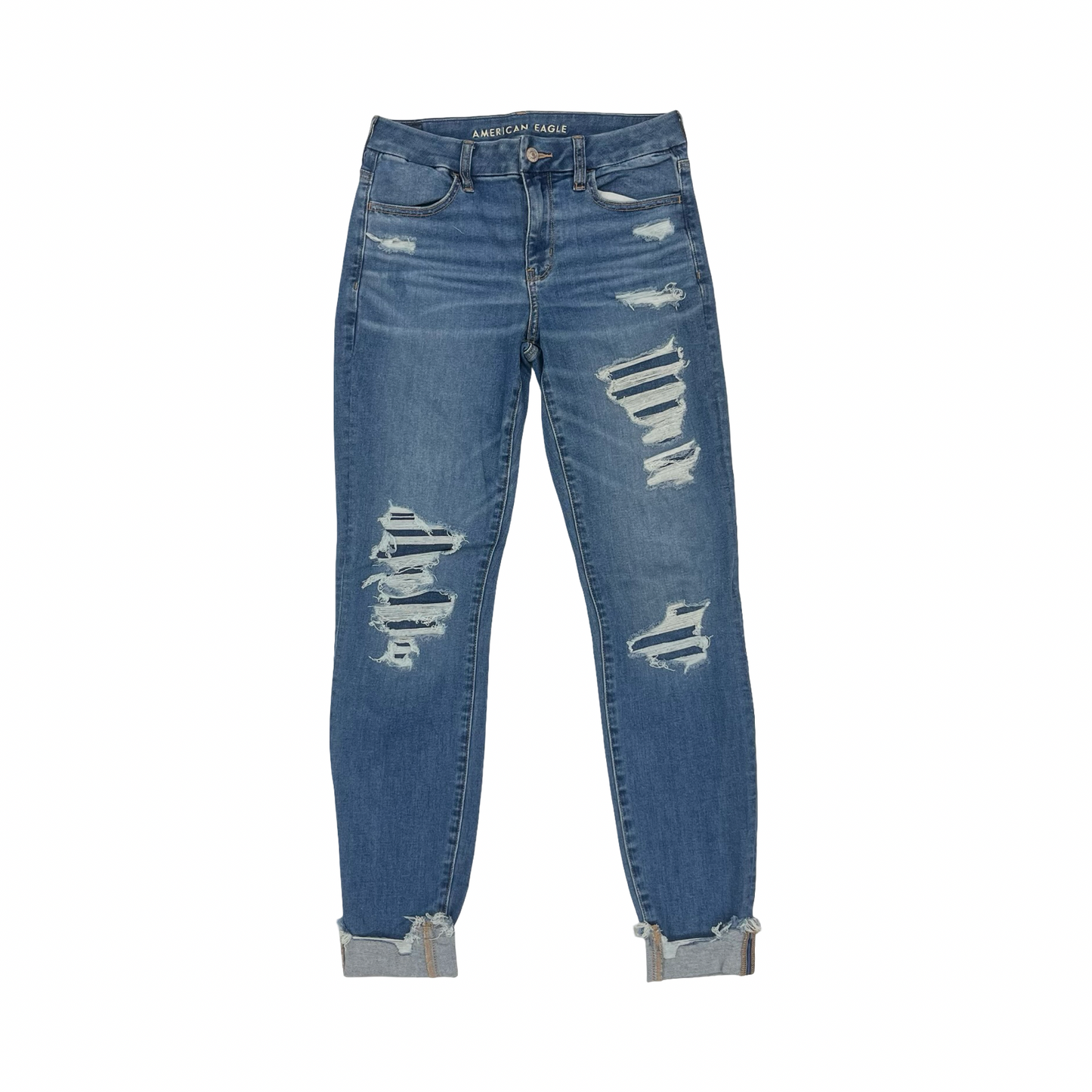 Jeans Skinny By American Eagle In Blue Denim, Size:6L